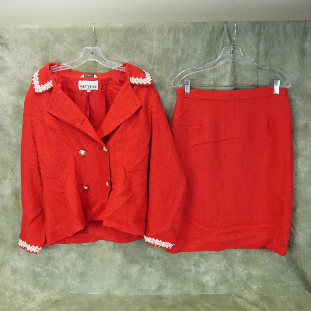 EUC Nouveau USA Solid Red Suit Vintage Size 14       8755